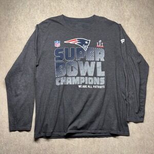 Fanatics NFL Patriots Super Bowl Champions Long Sleeve Tee Men's Large Charcoal